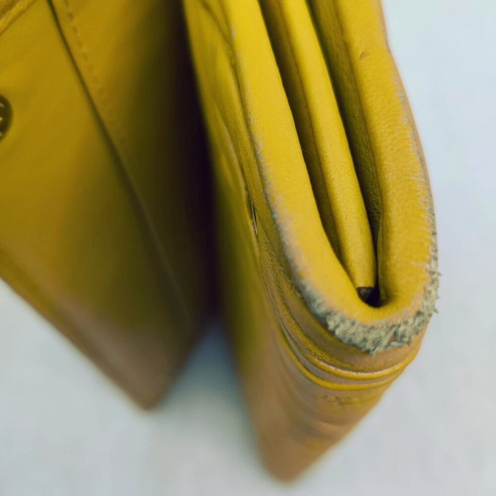 Miu Miu Wallet Matelasse Flap Long Wallet Calfskin Mustard Yellow No Returns - Picture 14 of 16